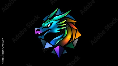 a colorful polygonal dragon illustration with vibrant tones, representing power, mystery, and a soul that loves freedom and fire

