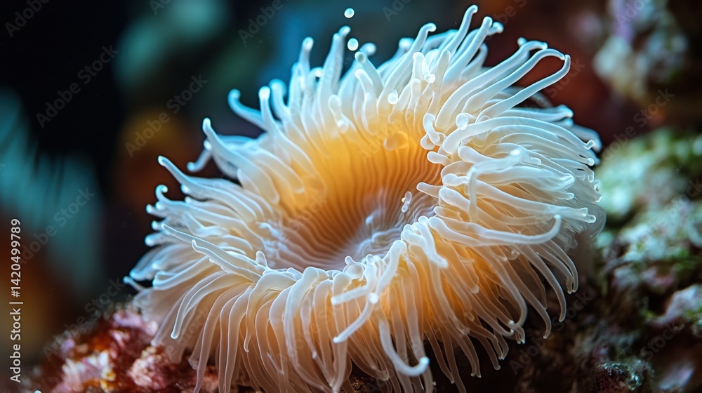 A close up image of a beautiful sea anemone blossom A close up image of a beautiful sea anemone blossom