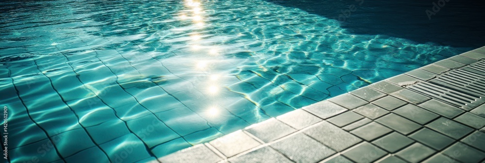 Obraz premium Sun-Kissed ripples reflect on a refreshing pool surface under daylight