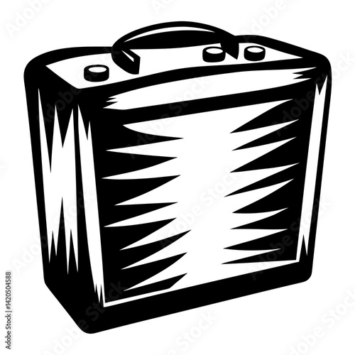 A Simple Black and White Illustration of a Guitar Amplifier with Controls