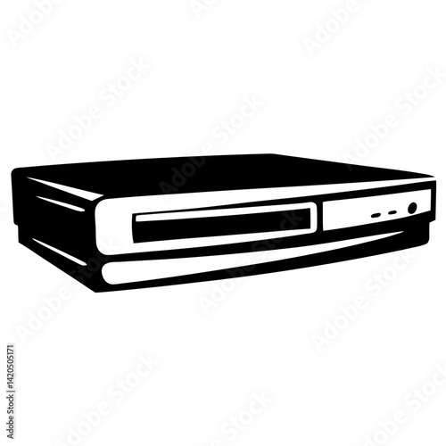 Black and white illustration of a DVD or Blu Ray player device