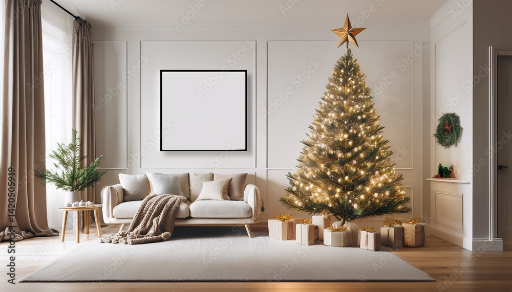 Obraz premium christmas room with christmas tree decorations
