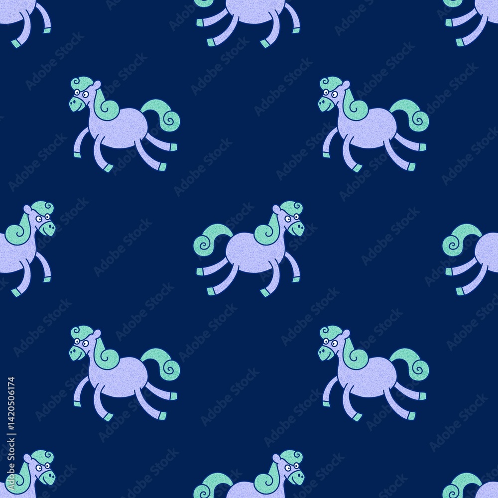 Fototapeta premium Christmas animals seamless horse pattern for wrapping paper and fabrics