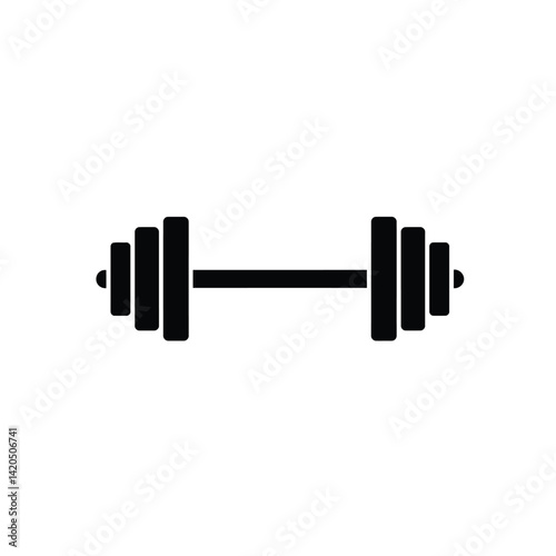 Black And White Dumbbell Graphic Symbol For Fitness And Exercise Concepts