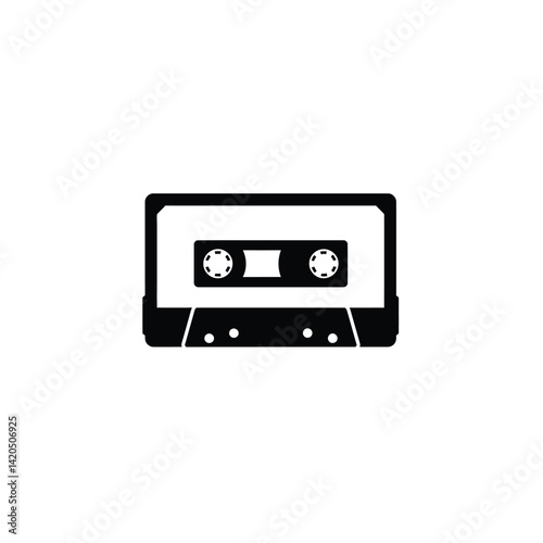 Black And White Cassette Tape Vector Illustration For Music And Audio Content