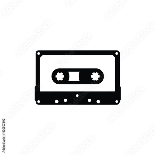 Vintage Cassette Tape Silhouette Graphic Nostalgic Audio Music Element