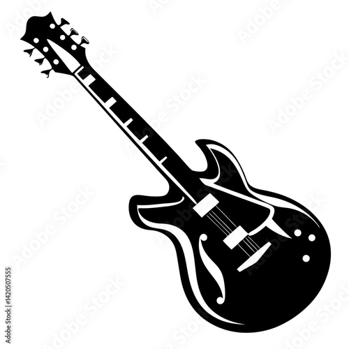 Silhouette of a classic semihollow body electric guitar design