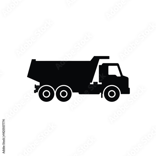 Dump Truck Icon Vector Illustration Silhouette Heavy Equipment Transportation Machine