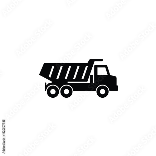 Dump Truck Vector Icon Heavy Equipment Vehicle Transportation Silhouette Design