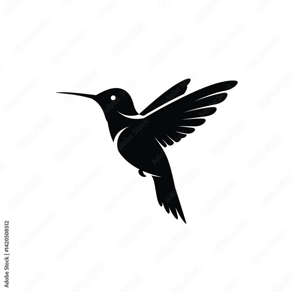 Obraz premium Elegant Silhouette Of A Hummingbird In Flight With Detailed Wing Structure