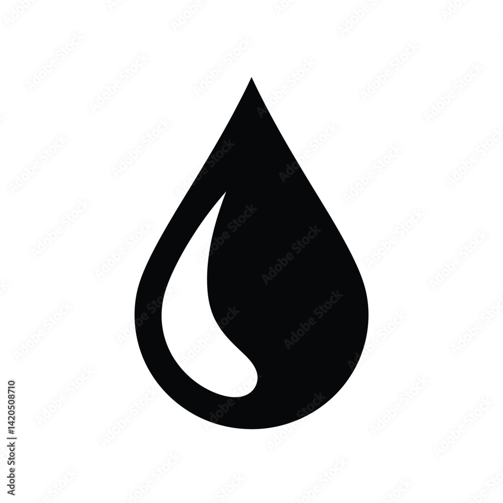 Black Liquid Drop With Reflection On White Background Modern Vector Illustration Black Liquid Drop With Reflection On White Background Modern Vector Illustration