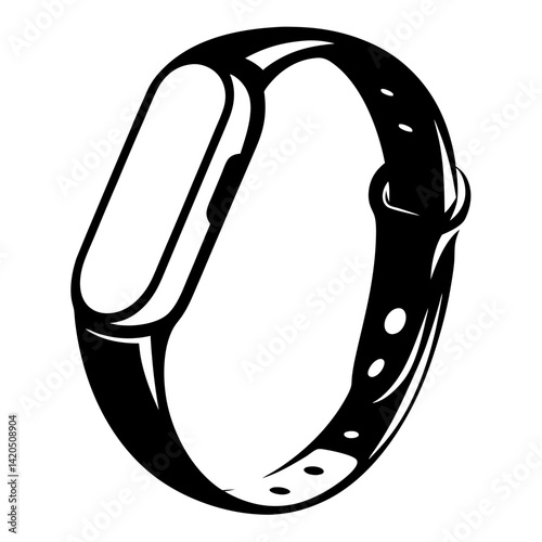 Stylish Black and White Smart Band Illustration for Fitness and Tracking