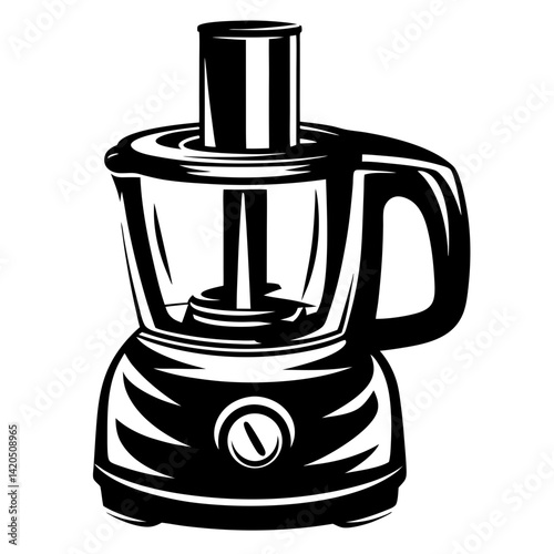 Monochromatic minimalist image of a food processor for efficient kitchen tasks