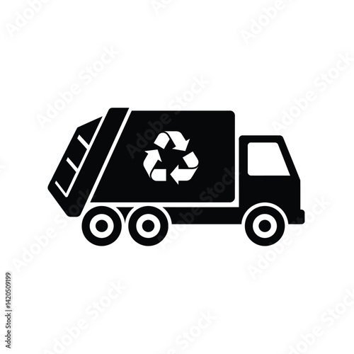 Garbage Truck Vector Icon Symbolizing Waste Management And Environmental Responsibility