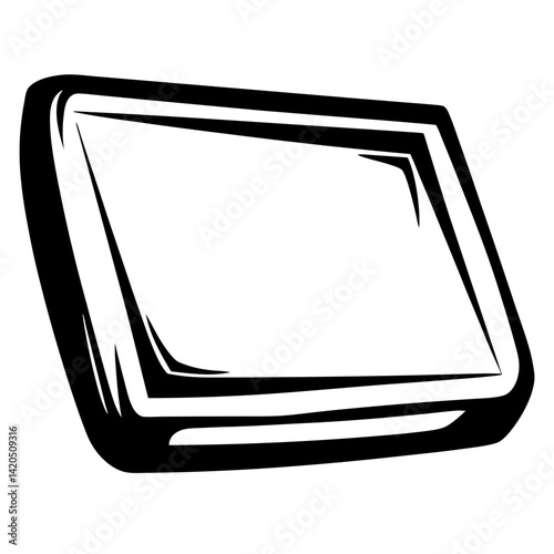 Abstract tablet device in black and white, simple drawing of technology