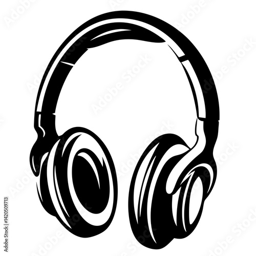Stylized black and white headphones for listening to music and audio books