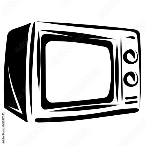 An old television set with a classic design in black and white