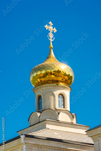 Obraz na płótnie Golden domes of the Orheiul Vechi Monastery in Butuceni, Moldova w salonie