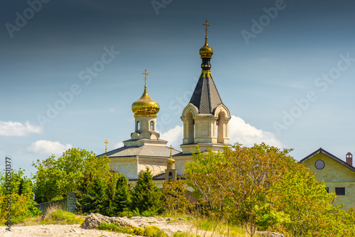 Obraz na płótnie Golden domes of the Orheiul Vechi Monastery in Butuceni, Moldova w salonie