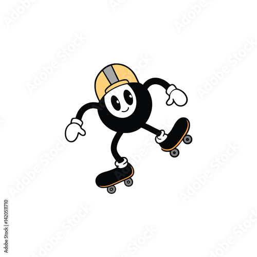 Stylized Skateboarding Helmet And Knee Pads Doing