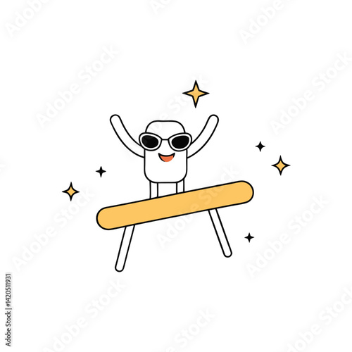 Sassy Cartoon Pommel Horse With Sunglasses Doing