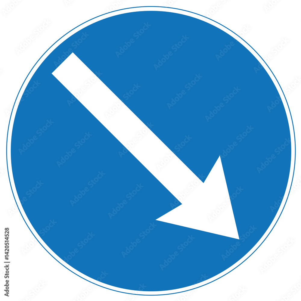 Diagonal Down Right Arrow Traffic Sign PNG – Blue Circular Mandatory Direction Symbol with Transparent Background Diagonal Down Right Arrow Traffic Sign PNG – Blue Circular Mandatory Direction Symbol with Transparent Background