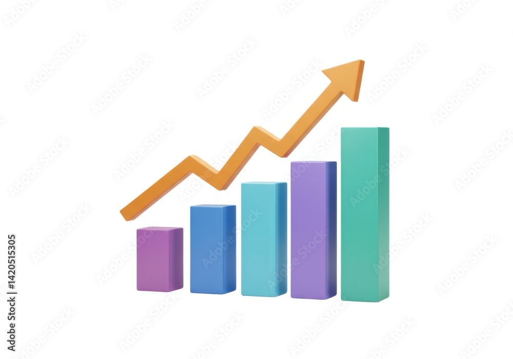 Growth chart illustration business and financial success isolated on white background Growth chart illustration business and financial success isolated on white background