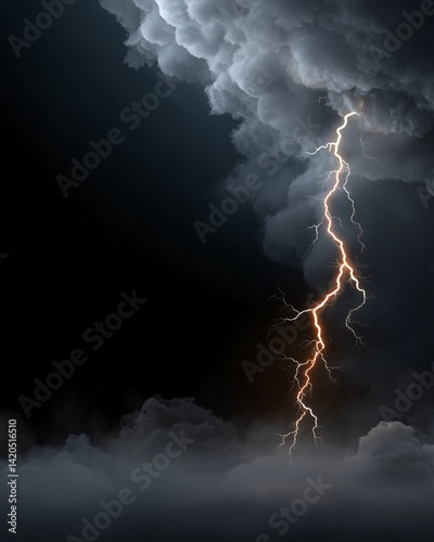 Dramatic Lightning Striking Through Dark Clouds