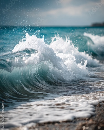 Obraz na płótnie Dynamic Ocean Wave Crashing on the Shore w salonie