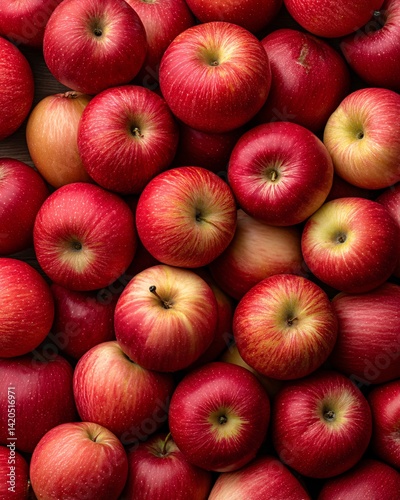 Freshly harvested red apples in abundance
