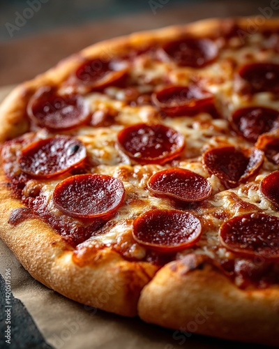 Delicious Pepperoni Pizza on Rustic Wood Table