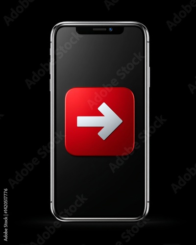 Obraz na płótnie Modern smartphone displaying red directional icon w salonie