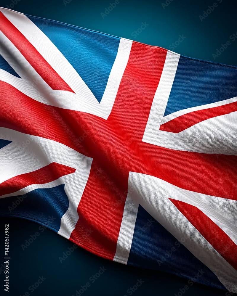 Close-Up of the United Kingdom Flag with Detailed Texture