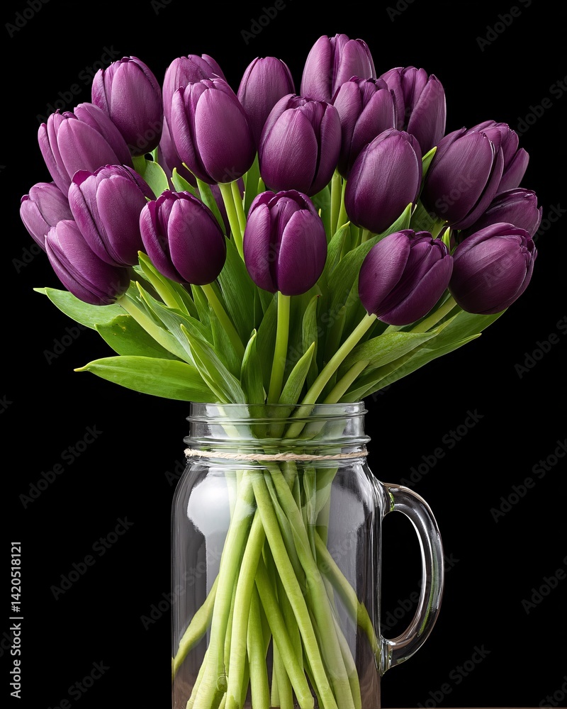 Vibrant Purple Tulip Bouquet in Jar