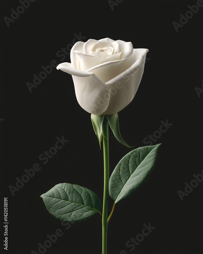 Elegant White Rose on Black Background