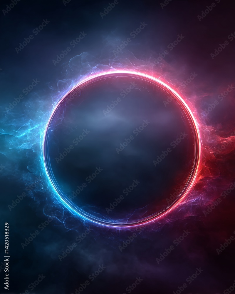 Abstract glowing circular light effect on a dark background