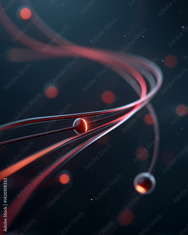 Abstract representation of molecular interaction with glowing particles