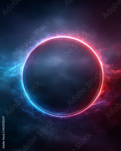 Abstract glowing circular light effect on a dark background