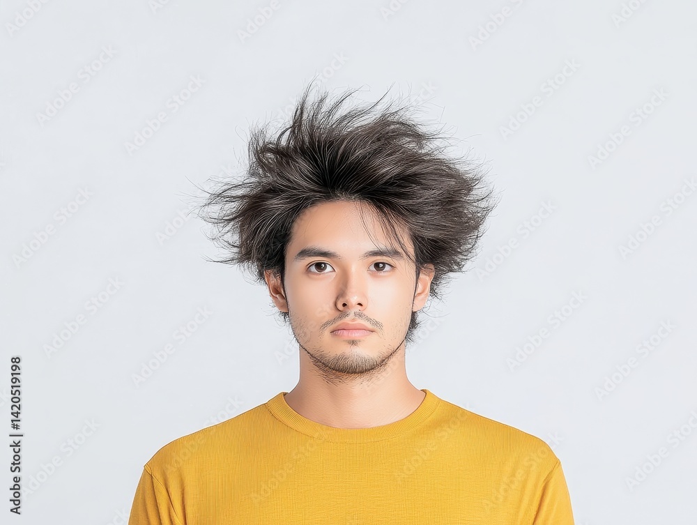 Man with messy hair, neutral expression Man with messy hair, neutral expression