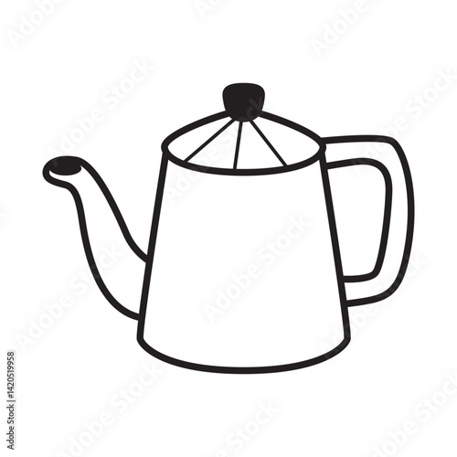 A minimalist teapot or kettle, suitable for kitchen, tea time, or home life themes.