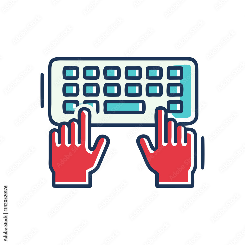 Fototapeta premium Hands typing on a keyboard in a modern graphic style 