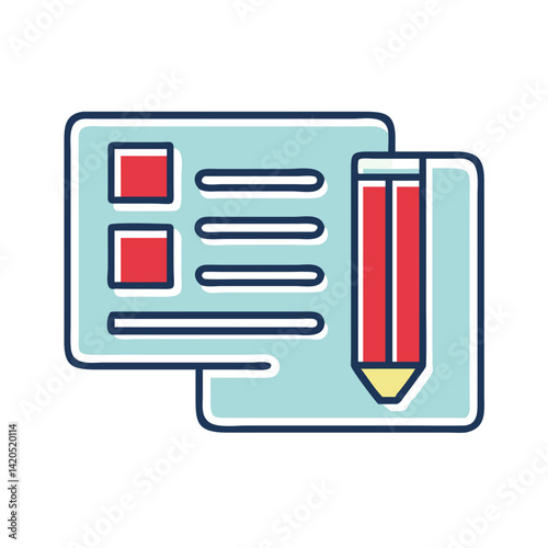 Icon of AI Content Generation with Checklist and Pencil  