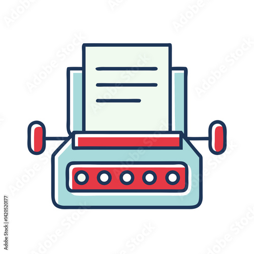 Vintage typewriter printing a document on a white background  