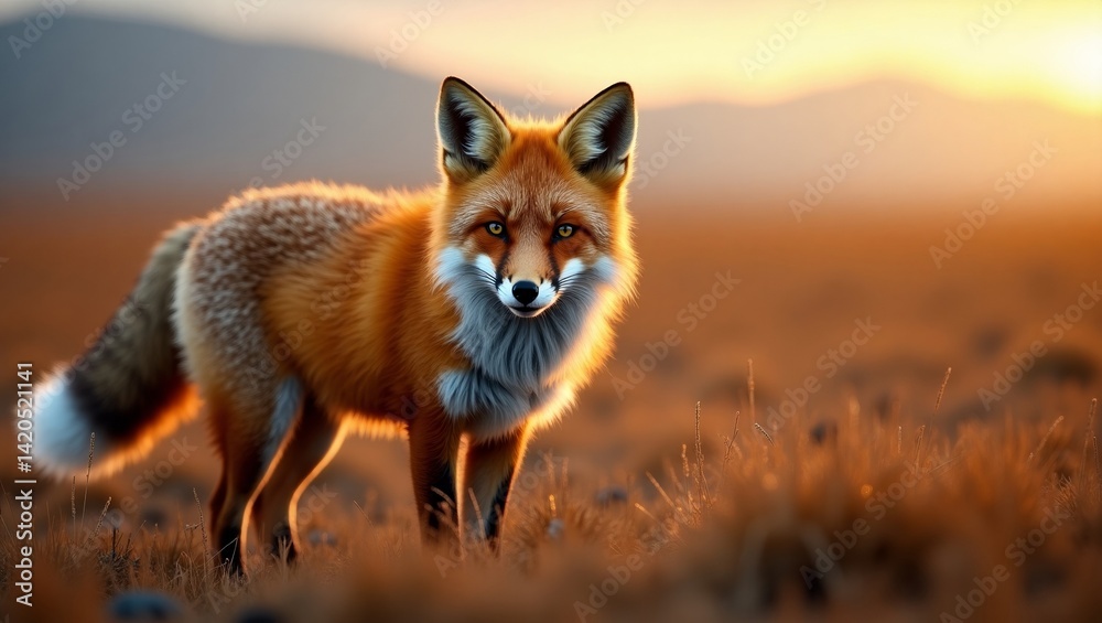 Obraz premium Majestic Red Fox in Golden Sunset Light