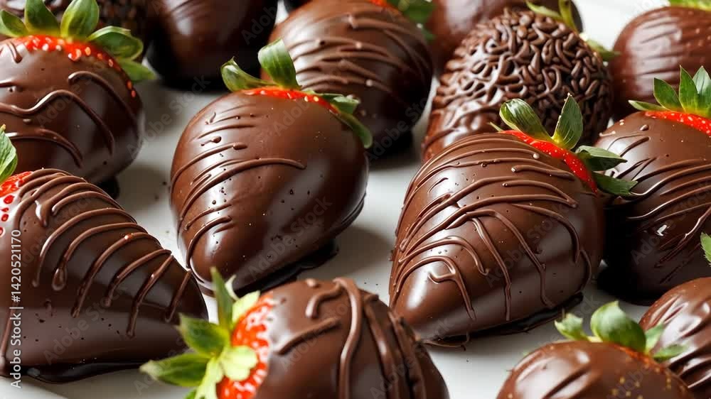 Variety of chocolate dipped strawberries