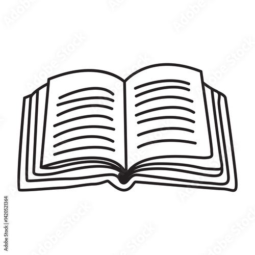 Line-drawn open book with visible pages, great for cozy lifestyle, learning, or home-themed vector sets.