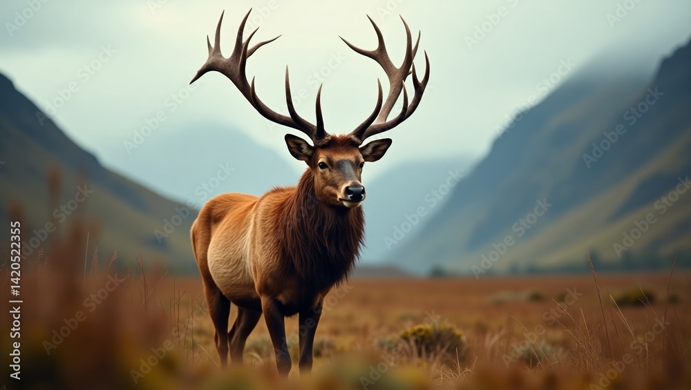 Majestic Deer in Autumnal Landscape Majestic Deer in Autumnal Landscape