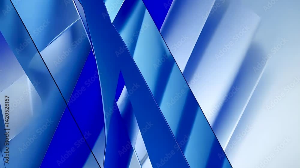 Abstract 3D blue geometric shapes layered into modern minimal digital design