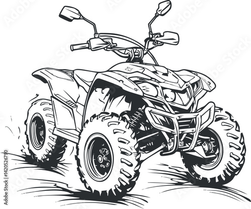 Illustration of a quad ATV showcasing its design and off-road capabilities in a dynamic style