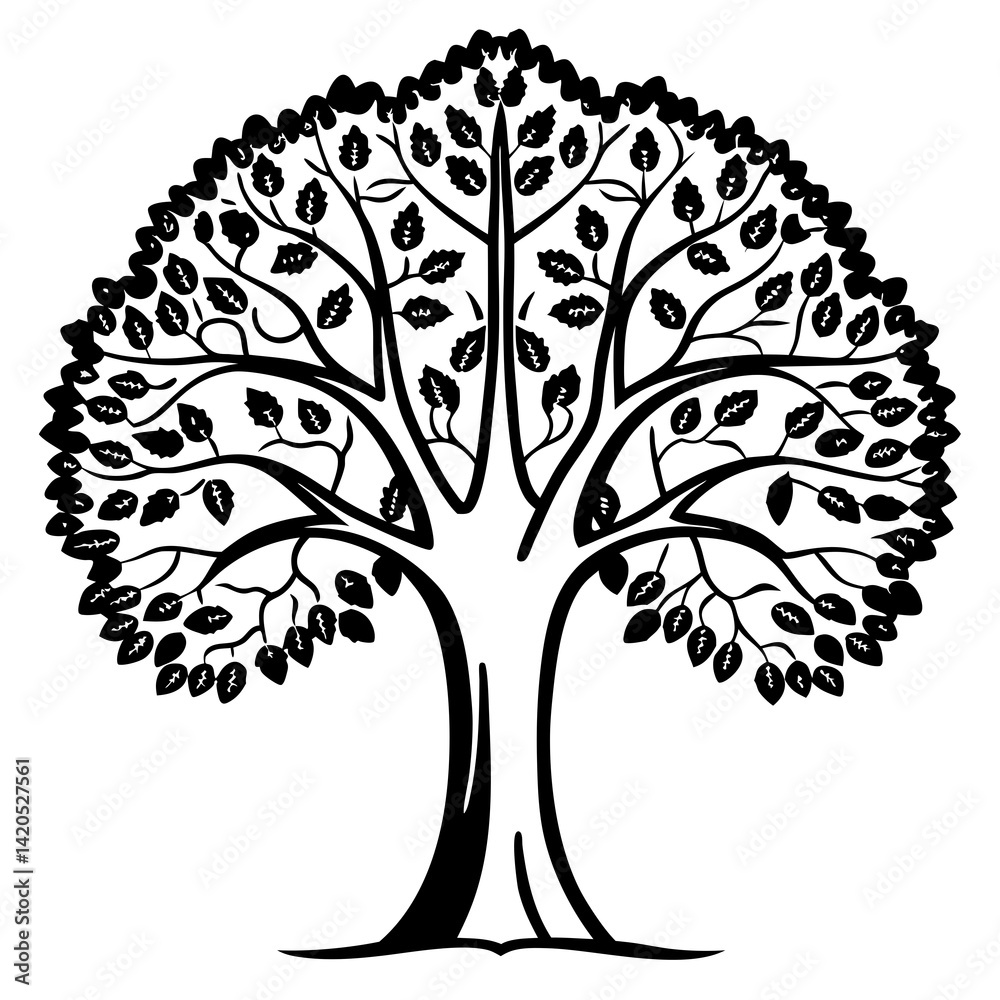 Obraz premium creative details Deciduous Tree icon vector illustration 